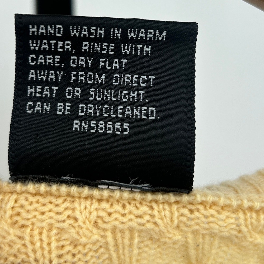 Clan Douglas Nordstrom Cashmere Cable Knit Sweater Yellow Large Quiet Luxury - Picture 5 of 5